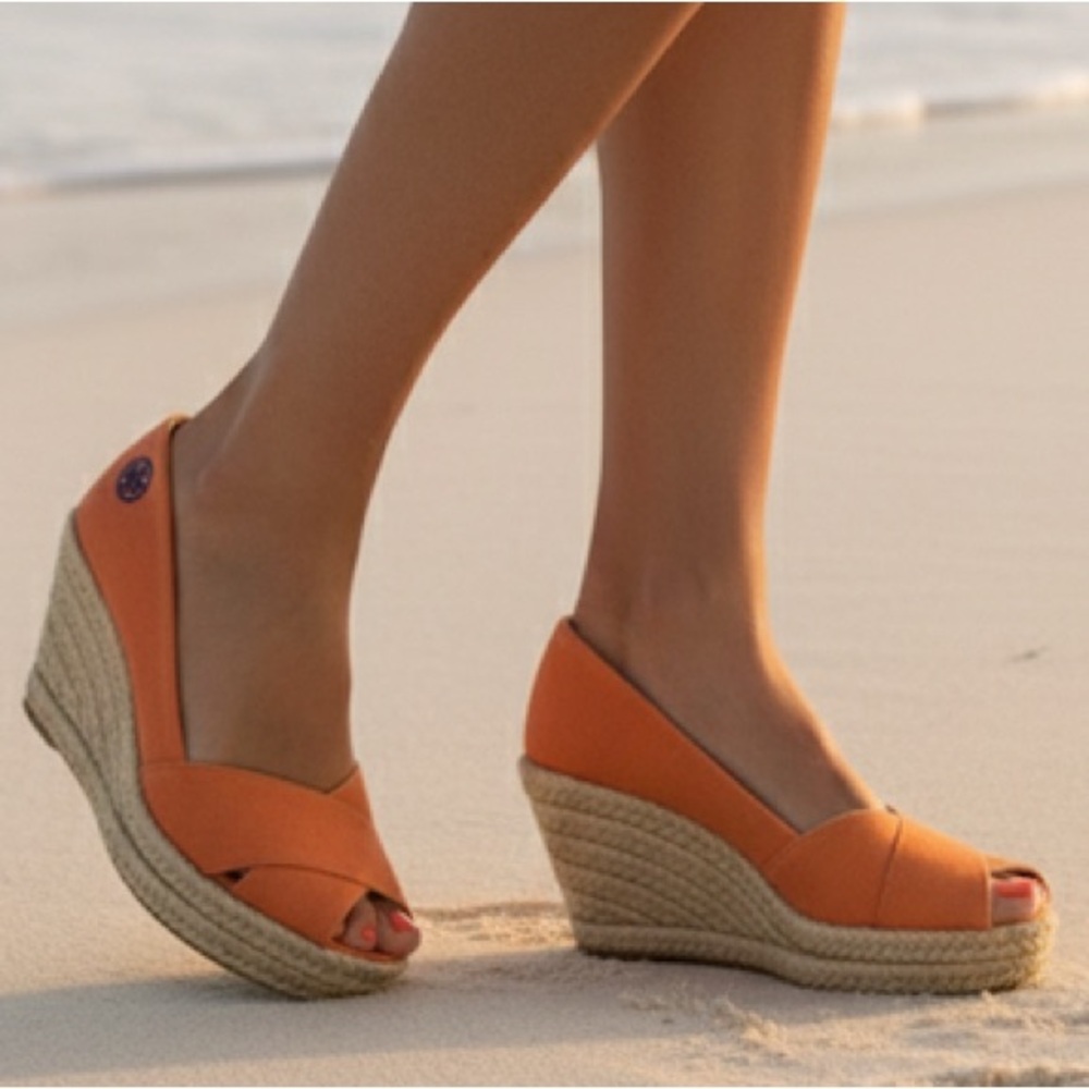 40# Tory Burch Orange Espadrille Shoes - Picture 3 of 7